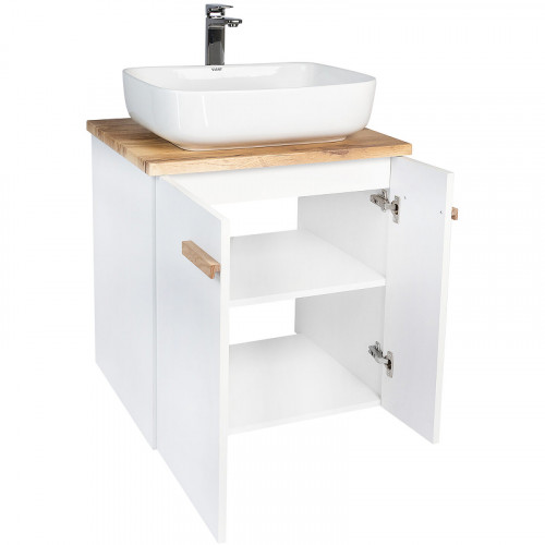 Тумба под раковину VIANT Мюнхен 60 VMUN60NBEL-T2STP подвесная Белая матовая МДФ / ЛДСП
