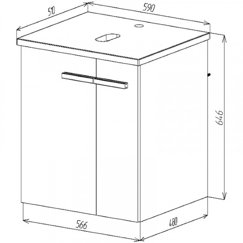 Тумба под раковину VIANT Мюнхен 60 VMUN60NBEL-T2STP подвесная Белая матовая МДФ / ЛДСП