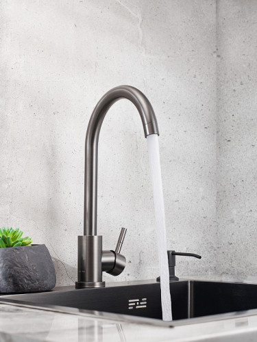 Смеситель для кухни Ростовская Мануфактура Сантехники SUS124PVD-017F Графит