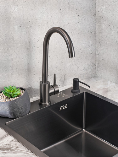 Смеситель для кухни Ростовская Мануфактура Сантехники SUS124PVD-017F Графит