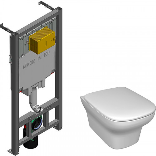 Комплект унитаза с инсталляцией Jacob Delafon Vox E21772RU-00 с сиденьем Микролифт без клавиши смыва фарфор подвесной