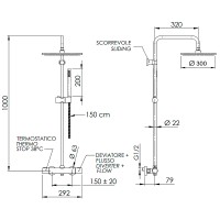 Душевая система Remer Elegance EQ32X7MMM30DO с термостатом Золото глянцевое латунь на стену