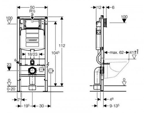 Инсталляция Geberit Duofix Sigma UP320 111.300.00.5 для унитаза со смывным бачком нержавеющая сталь