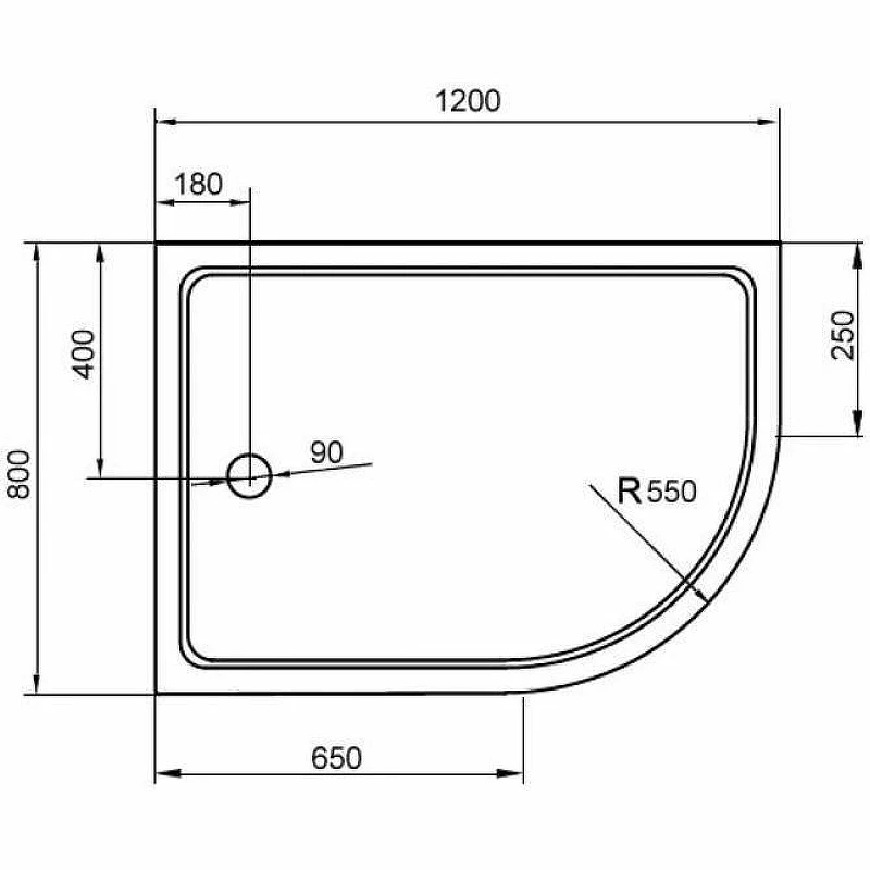 Акриловый поддон для душа Cezares Tray A 120x80 R TRAY-A-RH-120/80-550-15-W-R Белый