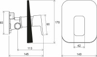 Смеситель для душа Ravak 10° Free black-TD F 066.20 X070159 Черный матовый латунь встраиваемый