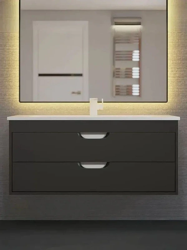 Тумба с раковиной Uperwood Modul 100 393020553 подвесная цвет Черный матовый