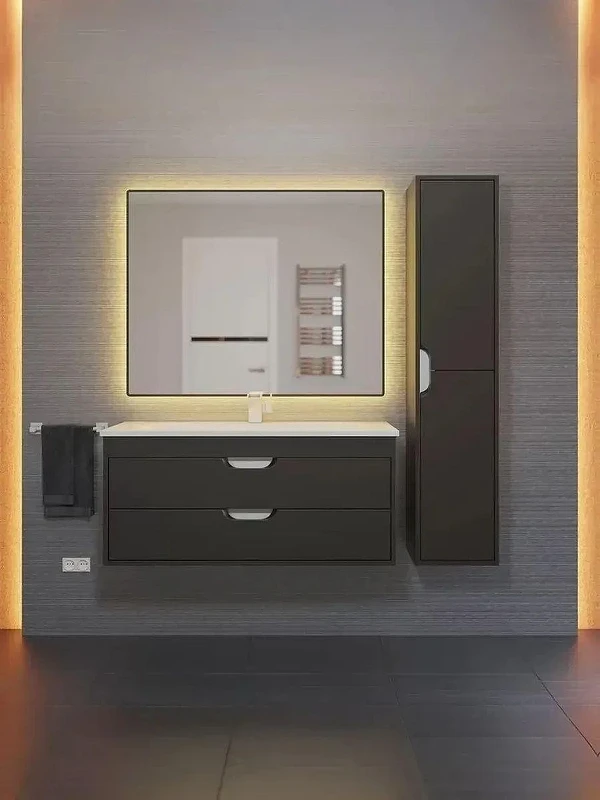 Тумба с раковиной Uperwood Modul 100 393020553 подвесная цвет Черный матовый