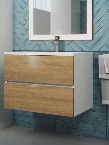 Тумба с раковиной Uperwood Barsa 70 293020546 подвесная цвет Белый матовый Дуб сонома