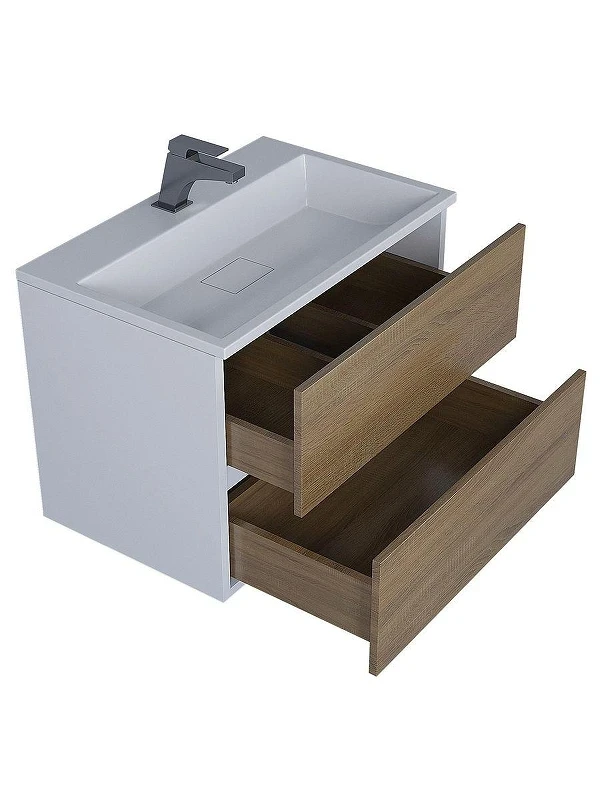 Тумба с раковиной Uperwood Barsa 70 293020546 подвесная цвет Белый матовый Дуб сонома