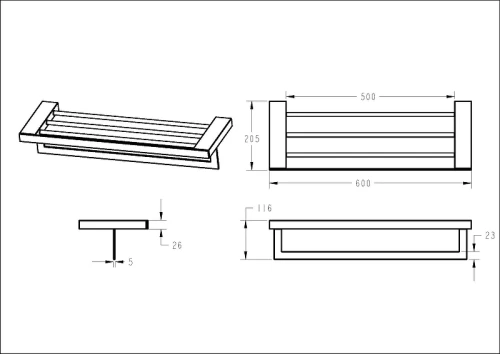 Полка для полотенец Boheme Qubic 10737-CR цвет Хром