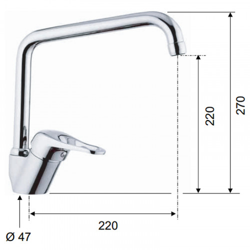 Смеситель для кухни Remer Kiss K42U Хром
