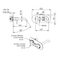 Смеситель для раковины Remer X-Style X15DO Золото латунь встраиваемый