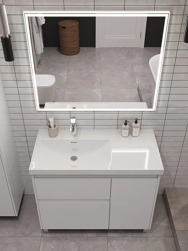 Тумба под раковину Aquanet Nova Lite 2.0 100 L 346341 цвет Белый глянец
