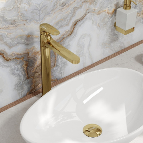 Смеситель для раковины WasserKRAFT Neckar 2103H Золото глянцевое латунь