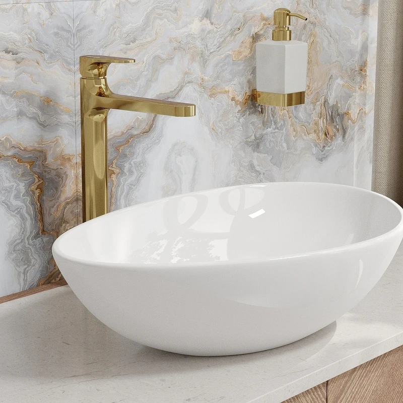 Смеситель для раковины WasserKRAFT Neckar 2103H Золото глянцевое латунь