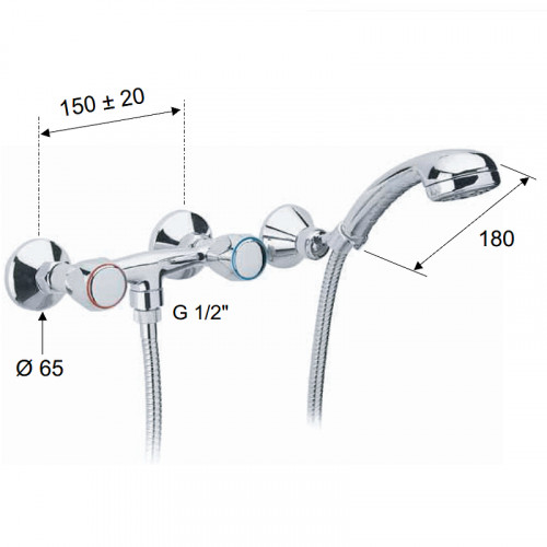 Смеситель для душа Remer 1000-2000 39Y Хром латунь на стену