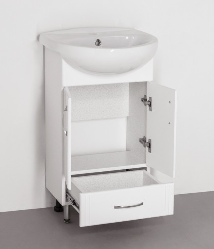 Тумба под раковину Style Line Эко Стандарт 9 1 Б Канны 50 Белый глянец МДФ / ЛДСП