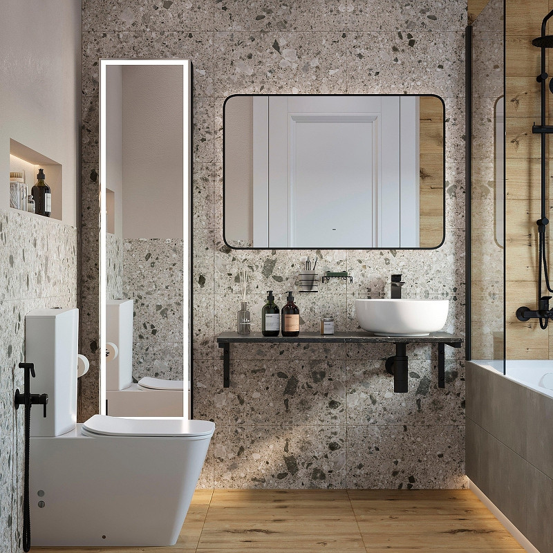 Комплект мебели для ванной DIWO Элиста 100 подвесной цвет Черный муар Черный мрамор