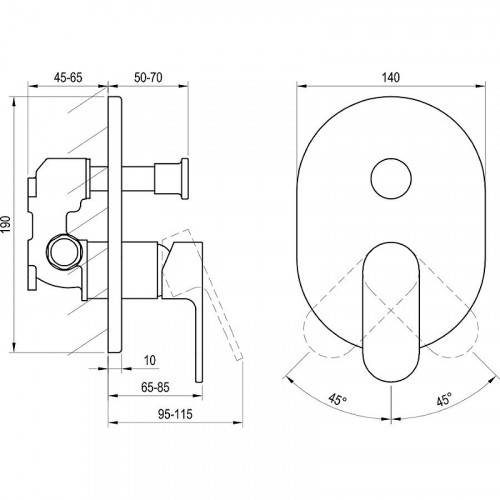 Смеситель для душа Ravak Chrome CR 065.20BL X070433 Черный матовый латунь встраиваемый
