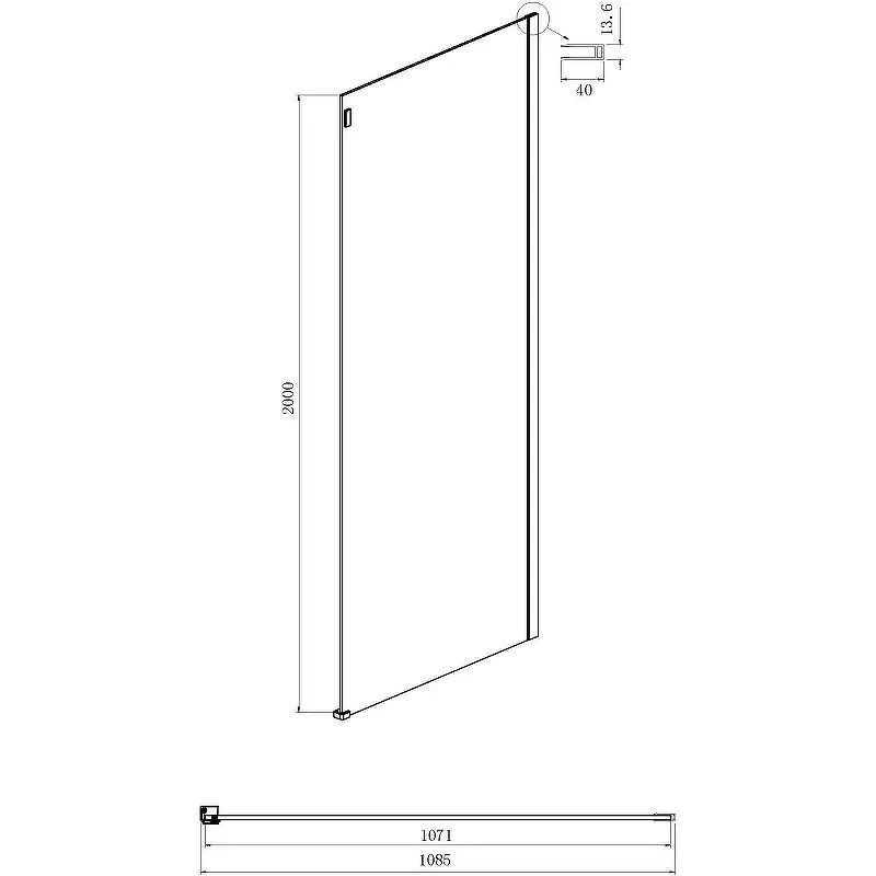 Душевая стенка Ambassador Benefit 110 110HB профиль Черный cтекло прозрачное