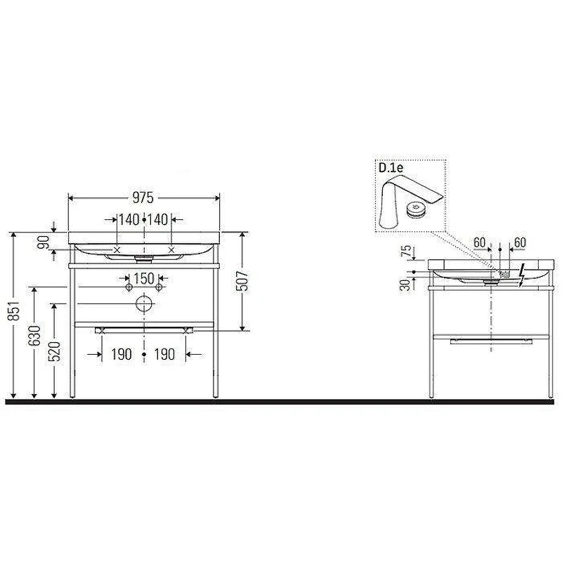 Консоль с раковиной Duravit Happy D.2 Plus 100 HP4838O2222 цвет Хром Белый