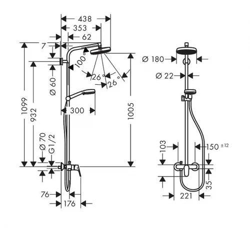 Душевая система Hansgrohe Crometta 27266400 цвет Хром