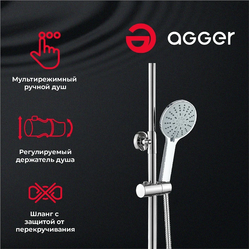 Душевая система Agger Merry A1393300 Хром латунь на стену