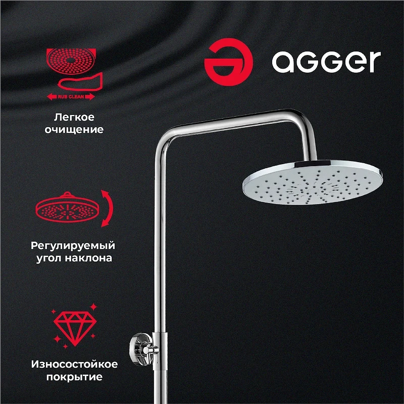 Душевая система Agger Merry A1393300 Хром латунь на стену
