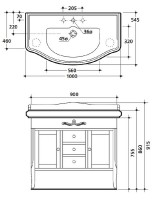 Тумба под раковину Kerasan Retro 90 734730 Белая массив дерева