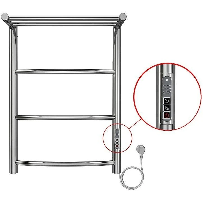 Электрический полотенцесушитель Azario Verona 400x600 П6 AZ04846P с полкой, диммер справа Хром