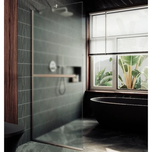 Душевая перегородка Maybah Glass MGD-731-5у 790x1950 в узком профиле Хром матовый стекло сатиновое