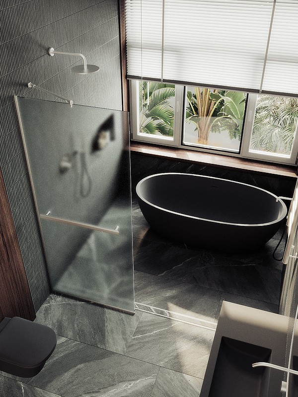 Душевая перегородка Maybah Glass MGD-731-5у 790x1950 в узком профиле Хром матовый стекло сатиновое