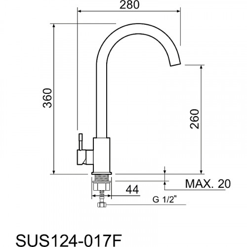 Смеситель для кухни Ростовская Мануфактура Сантехники SUS124-017F Нержавеющая сталь