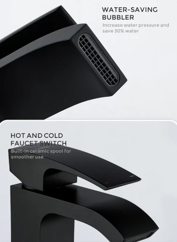 Смеситель для раковины Gappo G07-6 G1007-6 Черный матовый латунь
