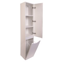 Шкаф пенал Style Line Бергамо 30 R СС-00002329 с бельевой корзиной Белый антискрейтч МДФ / ЛДСП