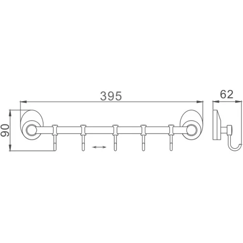 Вешалка для полотенец Haiba HB1615-5 Хром