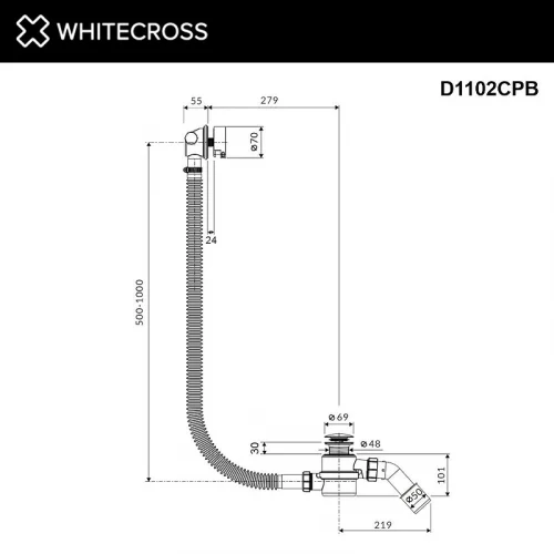 Слив-перелив Whitecross Fill D1102CPB click-clack с наливом цвет Медь брашированная