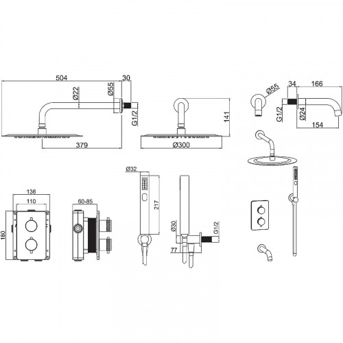 Душевая система Allen Brau Priority 5.31014-BN с термостатом Никель брашированный латунь встраиваемый
