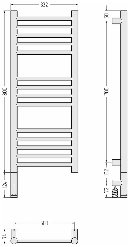 Электрический полотенцесушитель Сунержа Богема 3.1 прямая 80x30 071-6004-8030 цвет Сатин