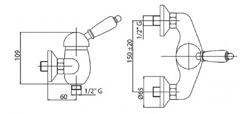 Смеситель для душа Cezares Vintage VINTAGE-DM-02-Sw Бронза латунь на стену