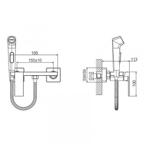 Гигиенический душ со смесителем Belz B55653-8 Белый матовый латунь на стену