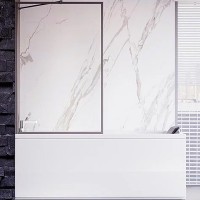 Шторка на ванну Veconi Palau 60 PL85GR-60-01-C7 профиль Брашированный графит стекло прозрачное