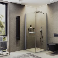 Душевой уголок Maybah Glass MGY-1345-5 1000x1000x1975 на монопетле Хром матовый стекло прозрачное