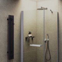 Душевой уголок Maybah Glass MGY-1345-5 1000x1000x1975 на монопетле Хром матовый стекло прозрачное