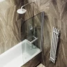 Шторка для ванны Maybah Glass MGV-787-5 700х1400 поворотная на монопетле с полотенцедержателем Хром матовый стекло сатиновое