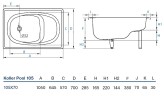 Стальная ванна Koller Pool 105x70E B05E2200E без антискользящего покрытия