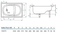 Стальная ванна Koller Pool 105x70E B05E2200E без антискользящего покрытия