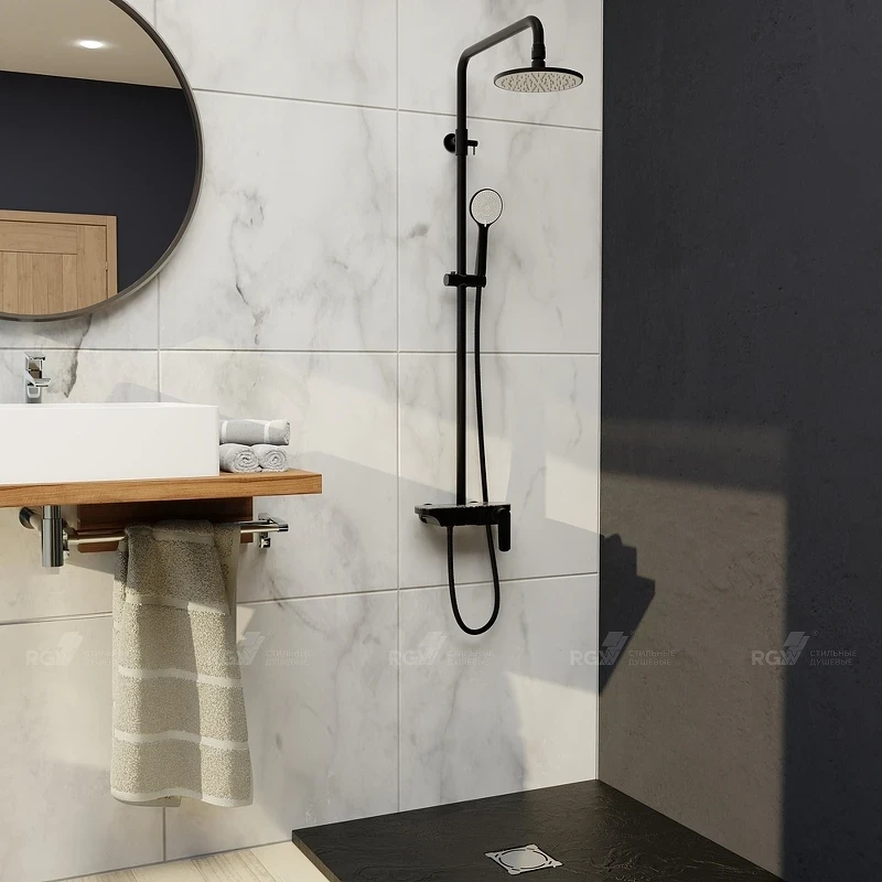 Душевая система RGW Shower Panels SP-33B 51140133-04 Черная матовая латунь на стену
