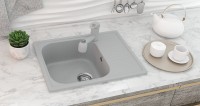Кухонная мойка Ulgran Classic U-202-308 Черная искусственный камень (литьевой мрамор) встраиваемый