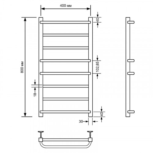 Водяной полотенцесушитель Comfysan Puro-K W-8 80x40 013189 Хром